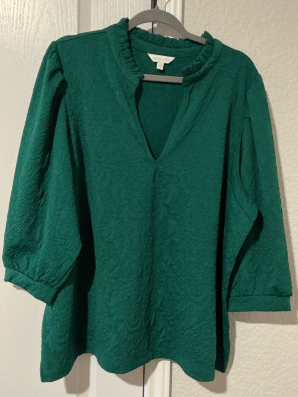 💚 Crown & Ivy Textured Ruffle Neck Blouse 💚